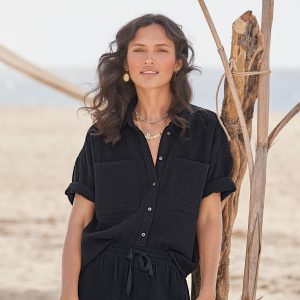 Mara Gauze Camp Shirt. Petite