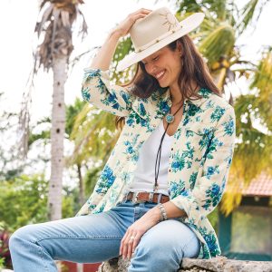 Willow Linen Floral Shirt. Petite